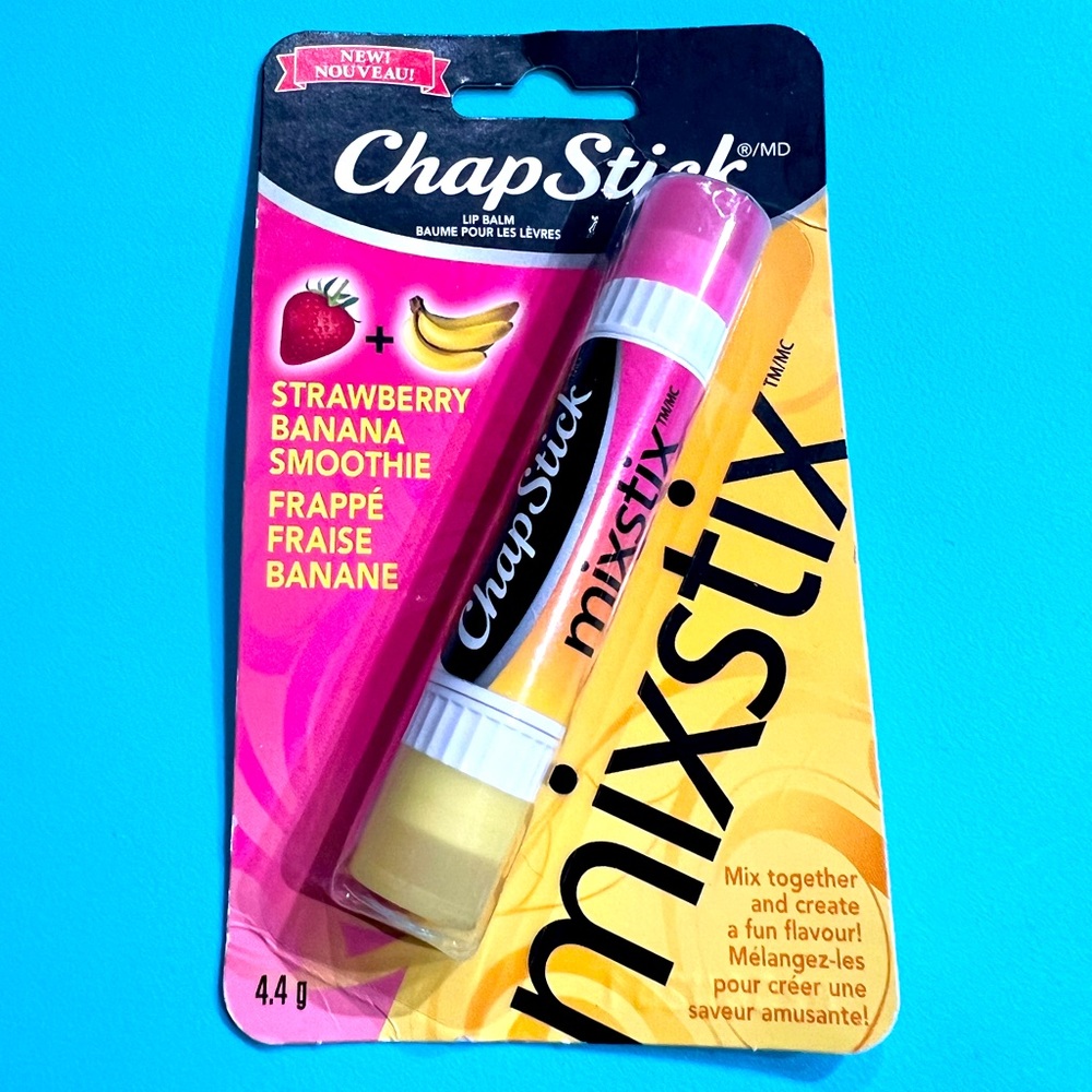 1 Chapstick MIXSTIX Strawberry Banana Smoothie Lip Balm Gloss Limited Edit HTF